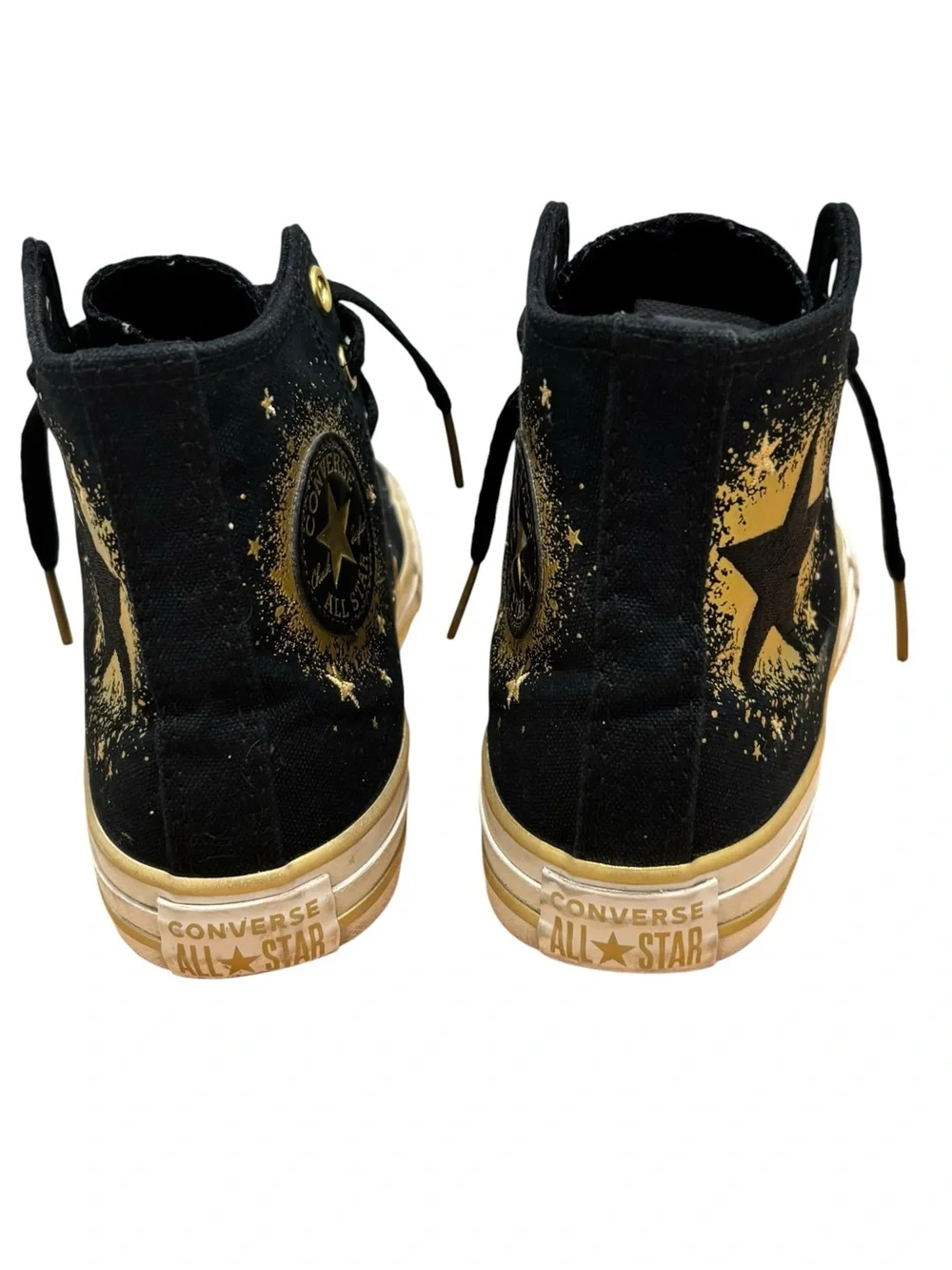 Converse Kids Black & Gold Star High Top Sneakers Size 2.5